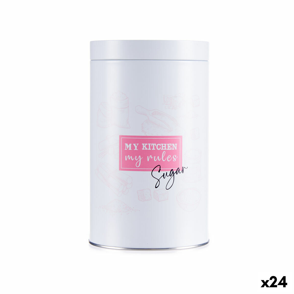 Burk My kitchen My Rules Socker Vit Tenn 10,4 x 18,2 x 10,4 cm (24 antal)