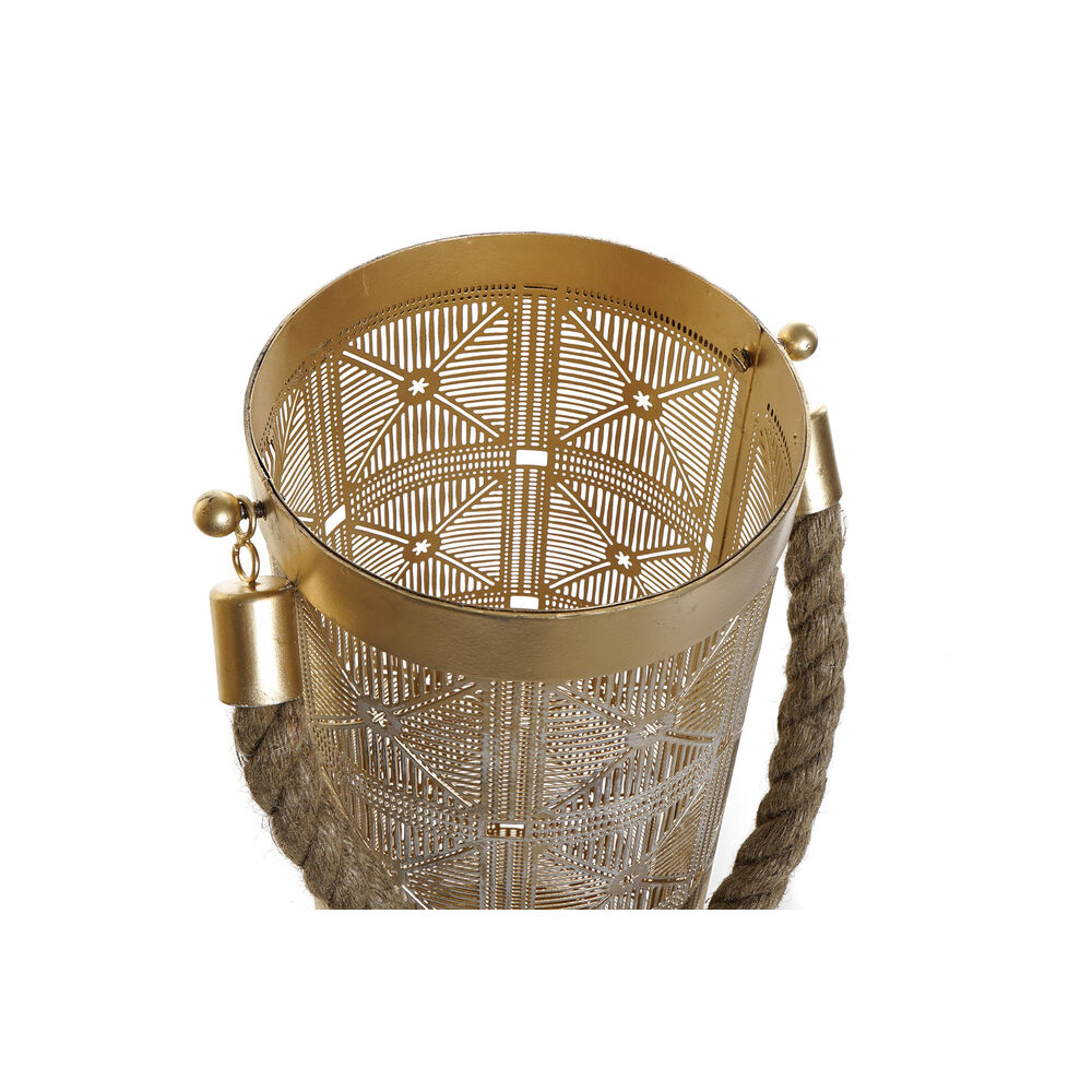Set med ljusstakar DKD Home Decor (3 pcs) Gyllene Metall Jute (24 x 24 x 66 cm) - 2