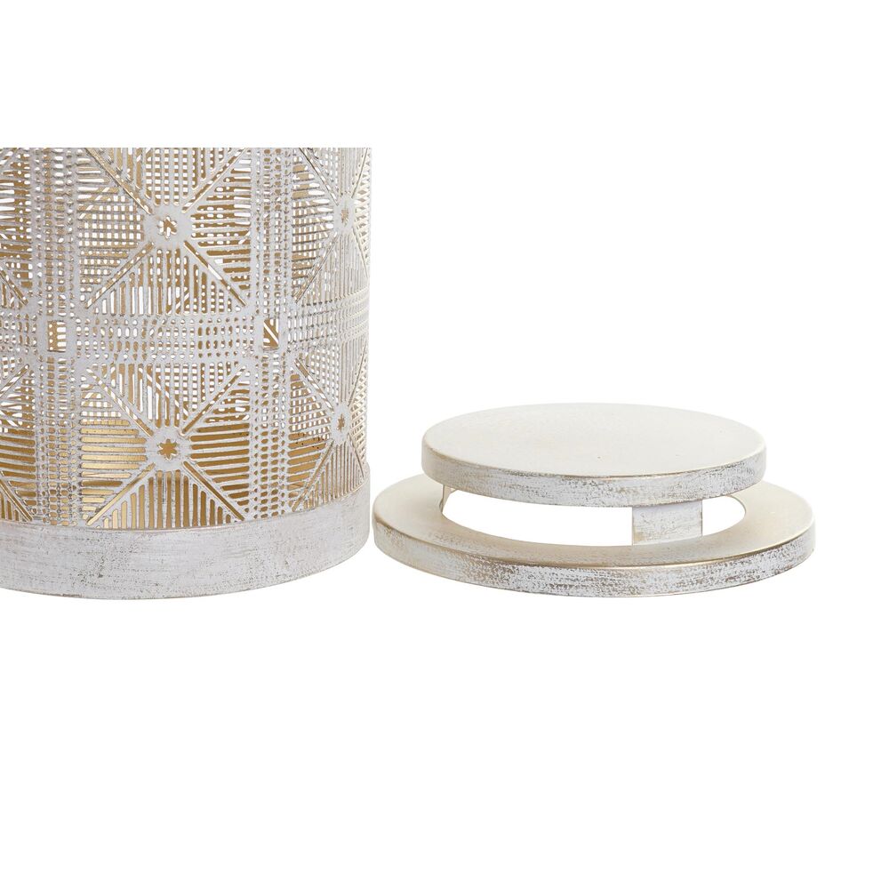 Set med ljusstakar DKD Home Decor (3 pcs) Gyllene Metall Snöre Vit (24 x 24 x 66 cm) - 3