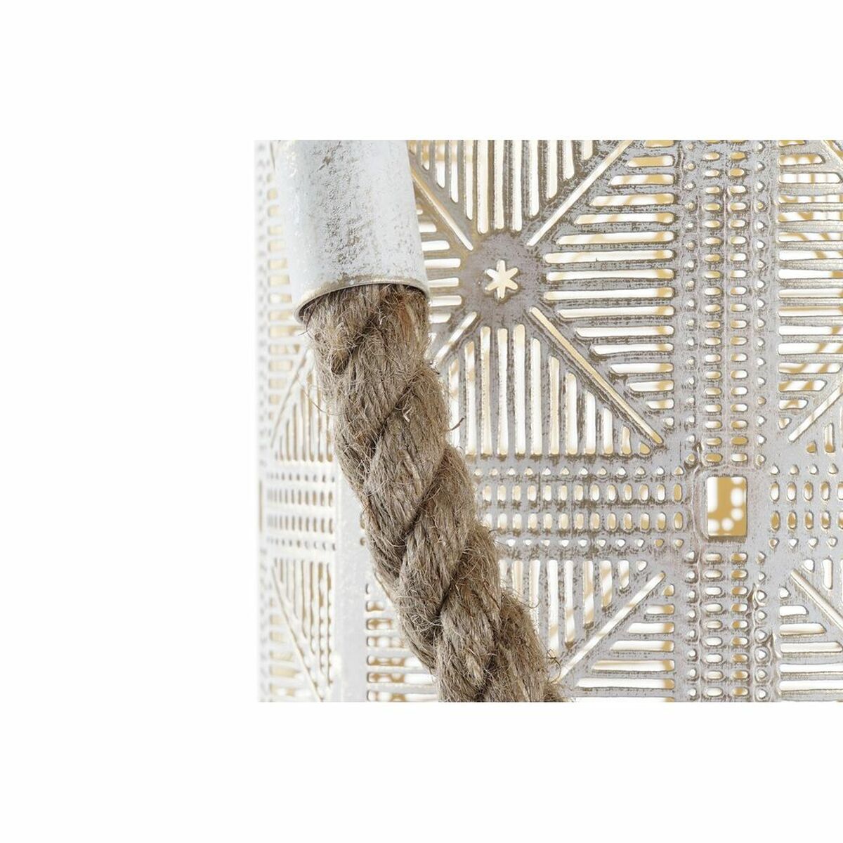 Set med ljusstakar DKD Home Decor (3 pcs) Gyllene Metall Snöre Vit (24 x 24 x 66 cm) - 5