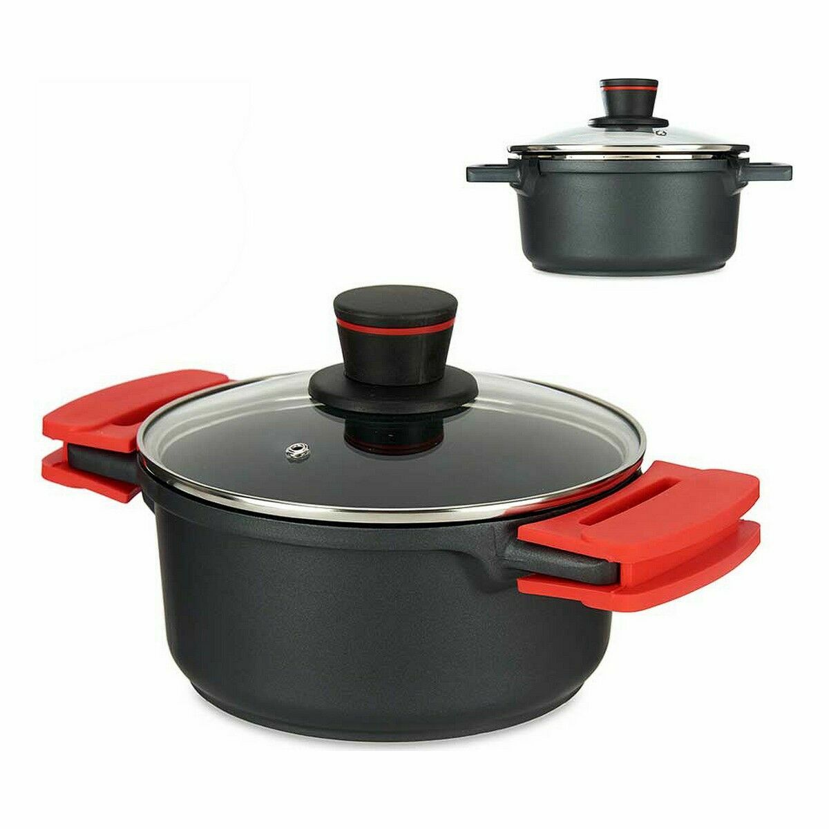 Kastrull med glaslock Ø 20 cm Svart Aluminium (6 antal) - 2