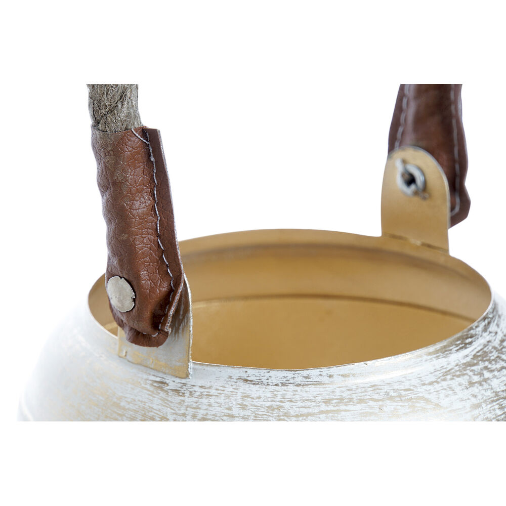 Set med ljusstakar DKD Home Decor (3 pcs) Gyllene Metall Snöre Vit Jute (25 x 25 x 46	 cm) - 3