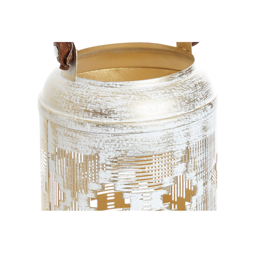 Set med ljusstakar DKD Home Decor (3 pcs) Gyllene Metall Snöre Vit Jute (25 x 25 x 46	 cm) - 2
