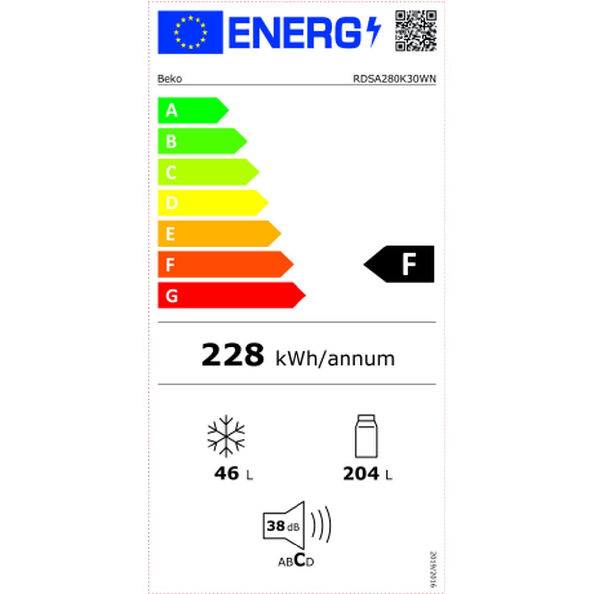 Kylskåp BEKO RDSA280K30W 160 Vit (54 x 57.4 x 160.6 cm) - 2