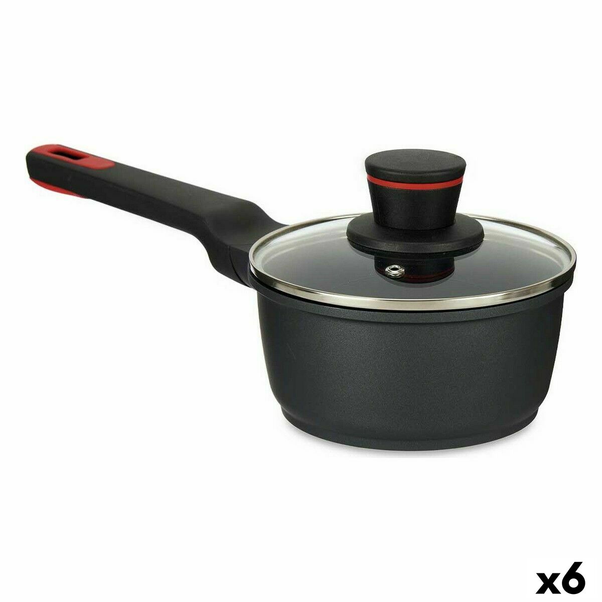 Kastrull med lock Ø 16 cm Svart Aluminium (6 antal)