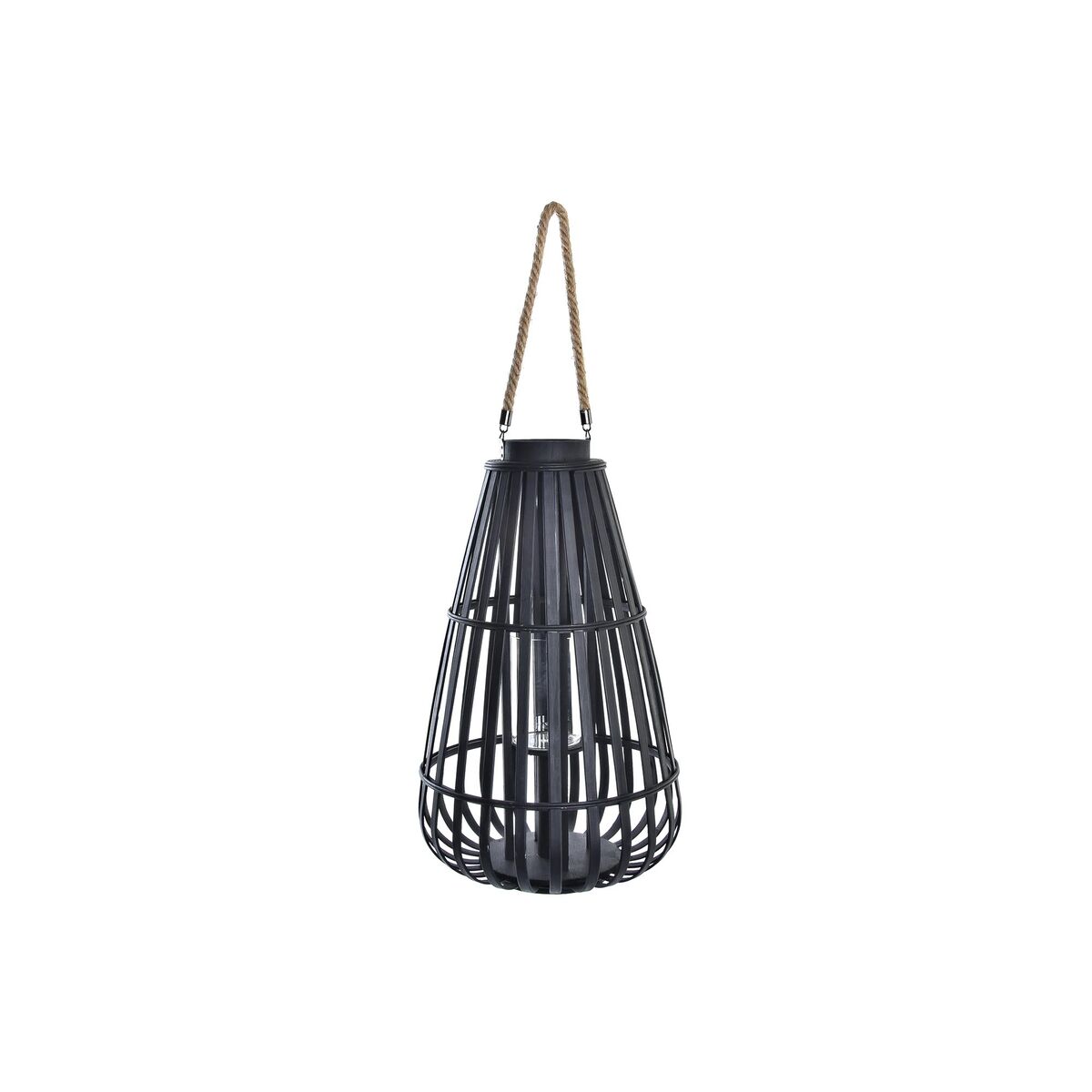 Lykta DKD Home Decor 35 x 35 x 60 cm Glas Svart Bambu Tropiskt - 4
