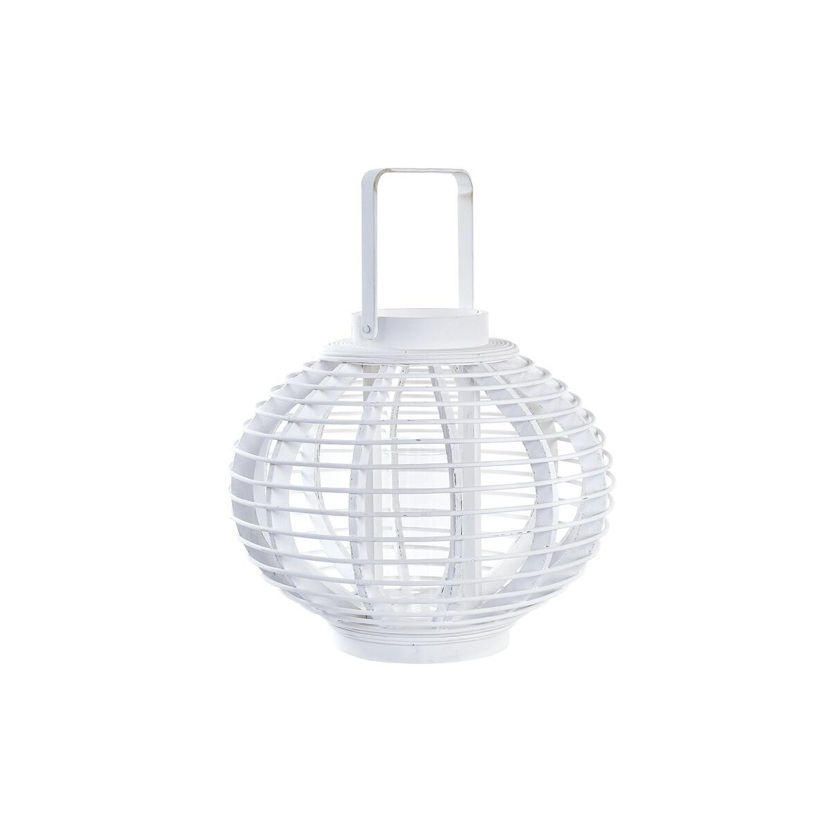 Lykta DKD Home Decor Glas Vit Bambu (35 x 35 x 29 cm) - 4