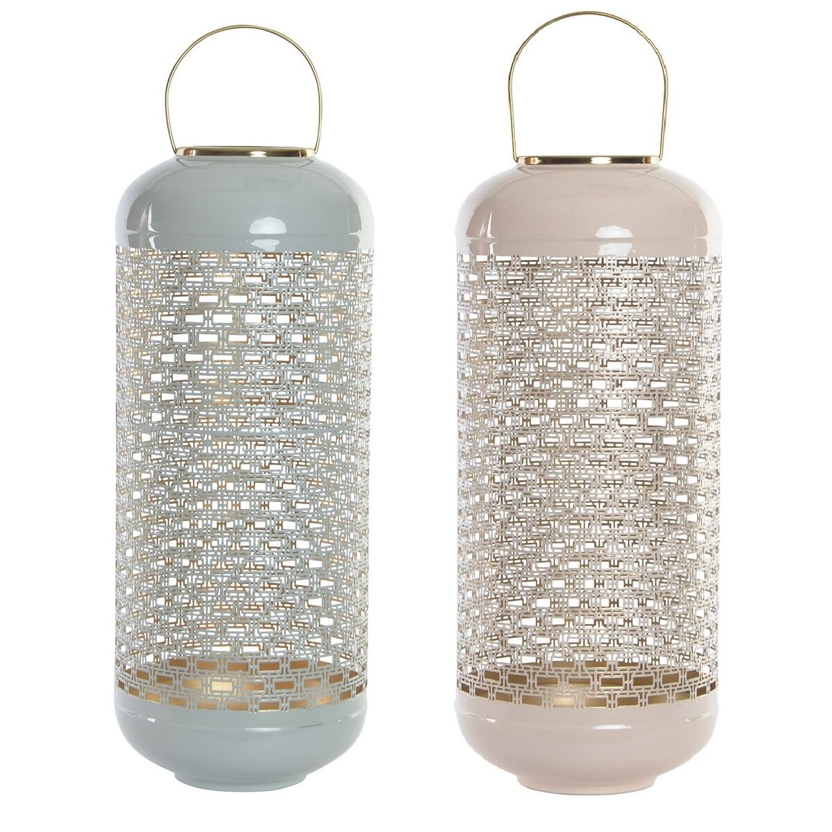 Ljusstakar DKD Home Decor 24 x 24 x 60 cm 24 x 24 x 71 cm Blå Rosa Aluminium (2 antal)