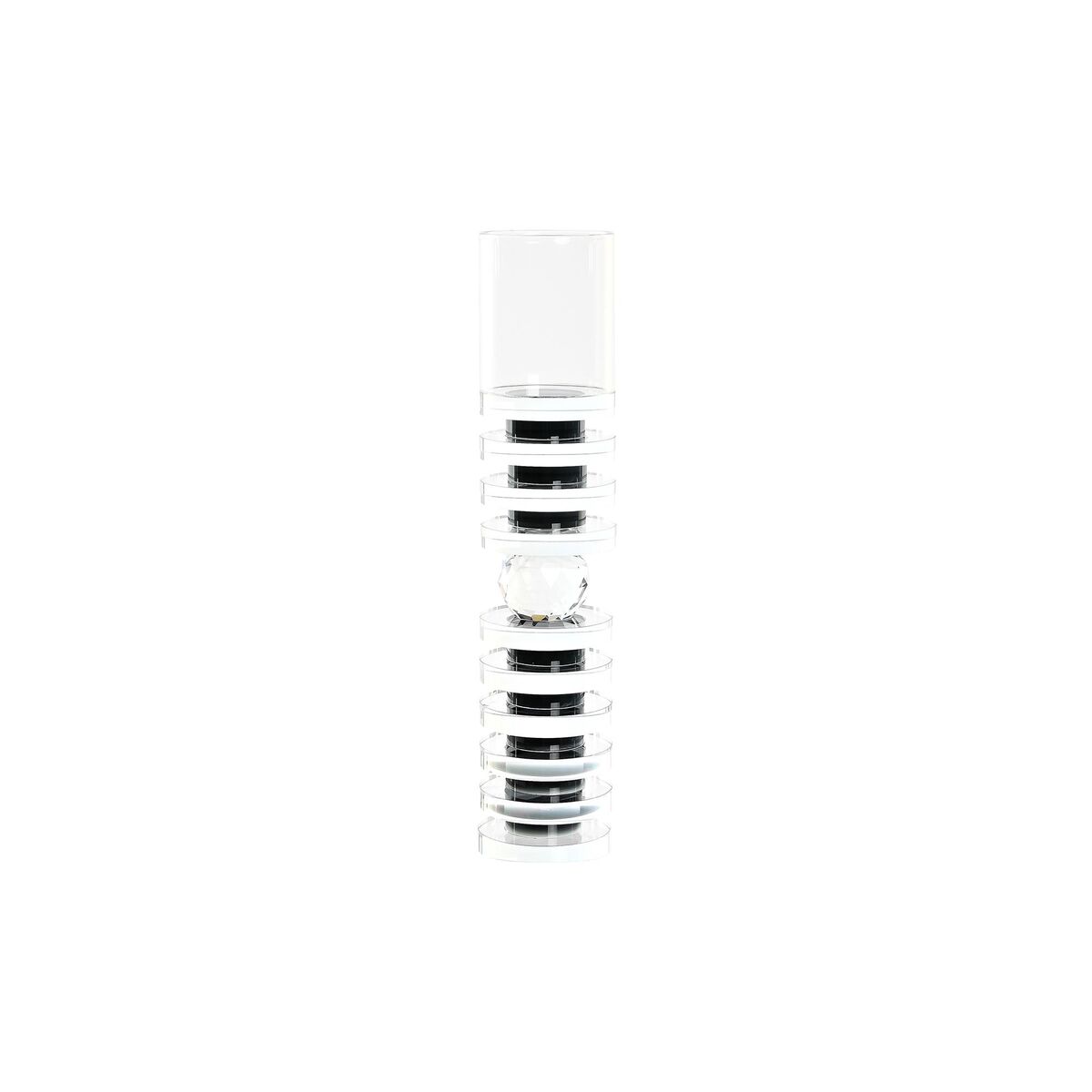 Ljusstakar DKD Home Decor 6 x 6 x 28 cm Glas Svart Transparent - 2