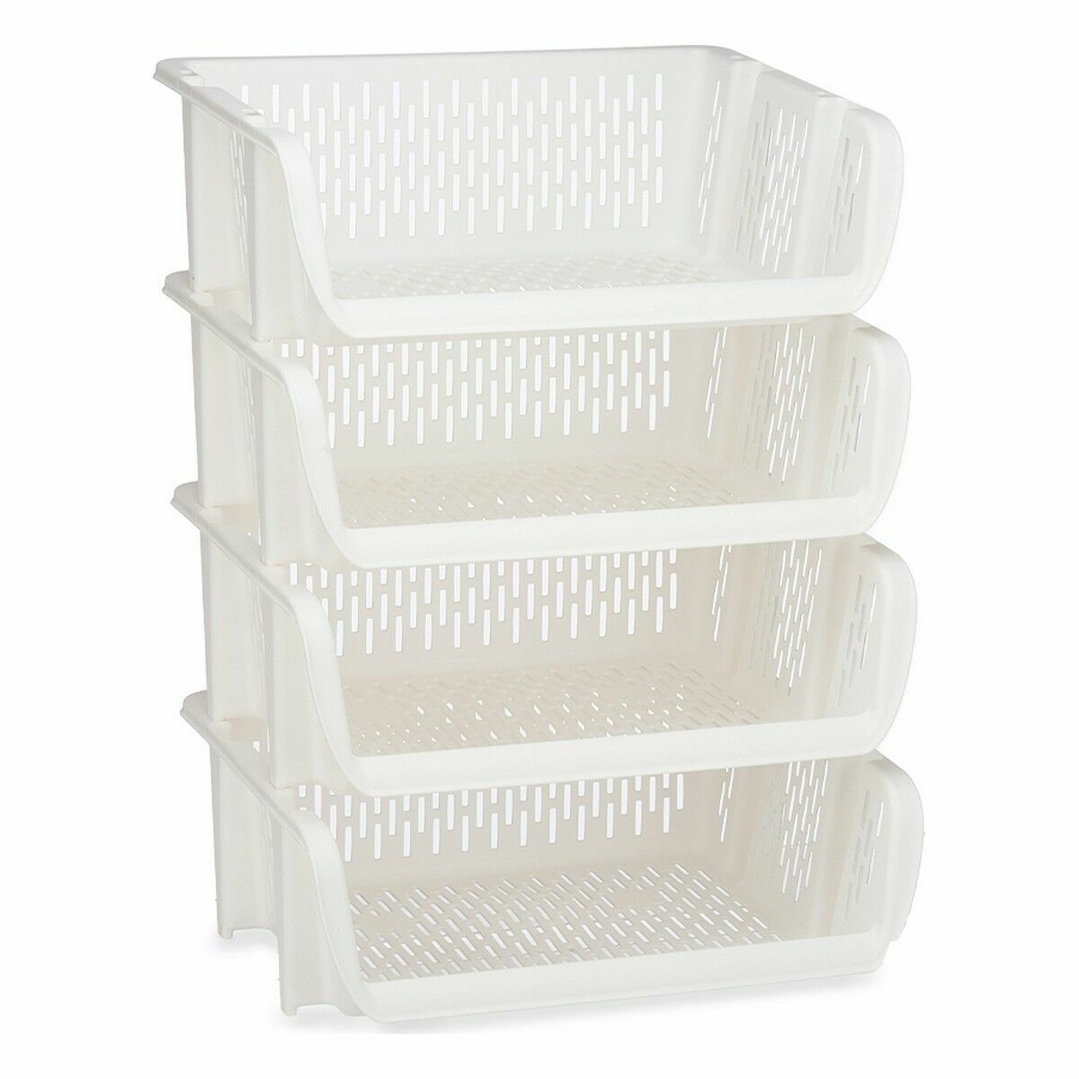 Hyllor Fruktskål Stapelbara 4 Delar Vit polypropen 29 x 22 x 39 cm (6 antal) - 2