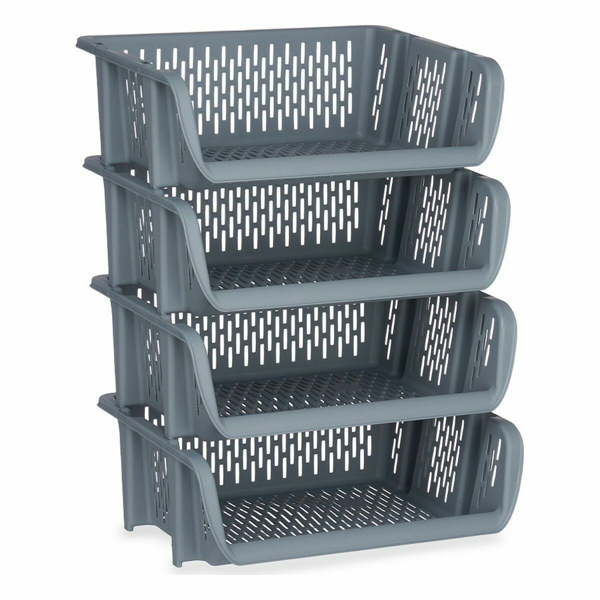Hyllor Fruktskål Stapelbara 4 Delar Grå polypropen 29 x 22 x 39 cm (6 antal) - 2