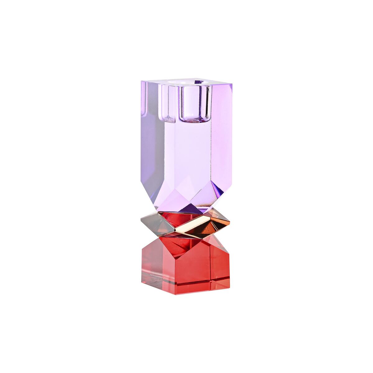 Ljusstakar DKD Home Decor Röd Dvobarvna Lila Glas 4 x 4 x 12 cm
