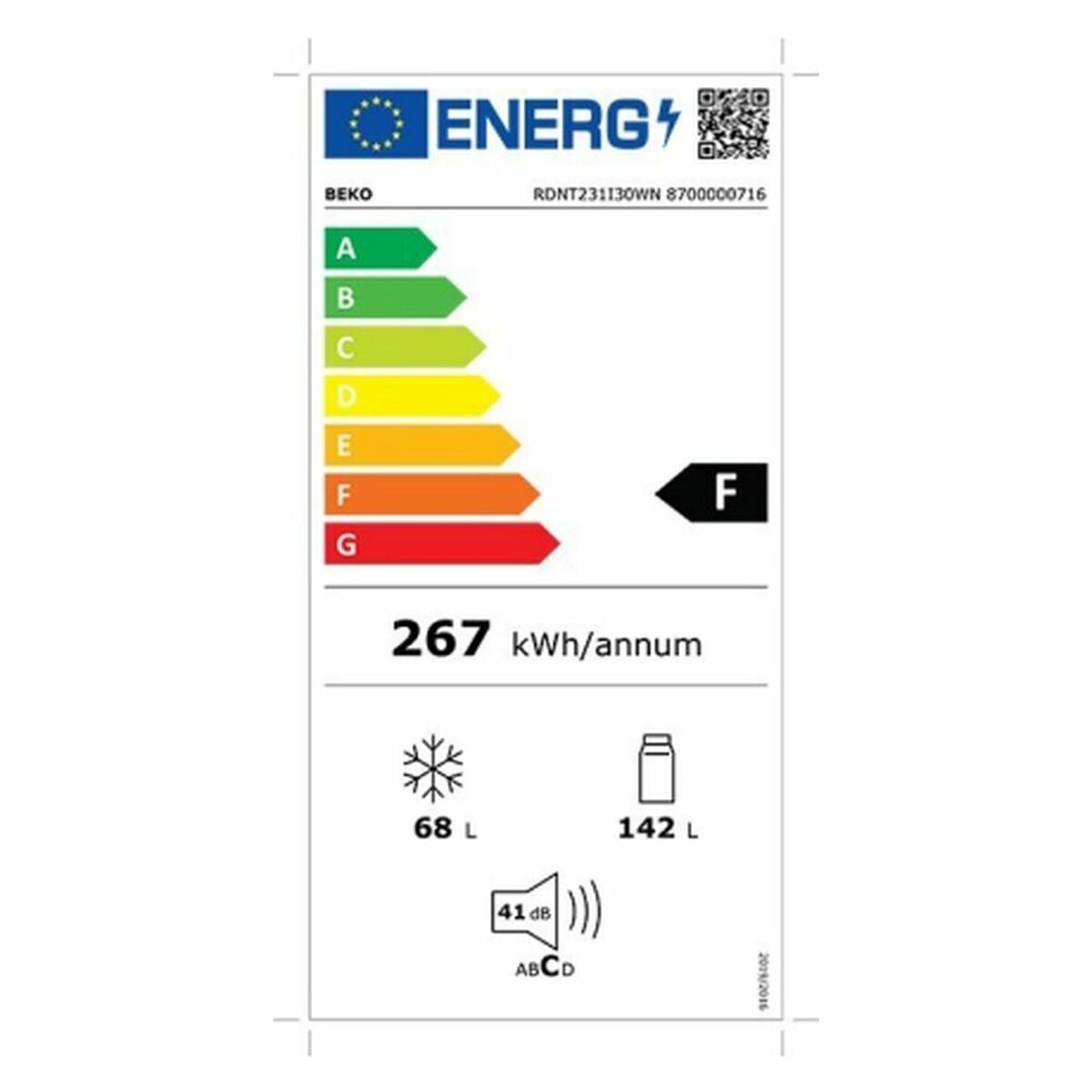 Kylskåp BEKO RDNT231I30WN145 Vit - 5