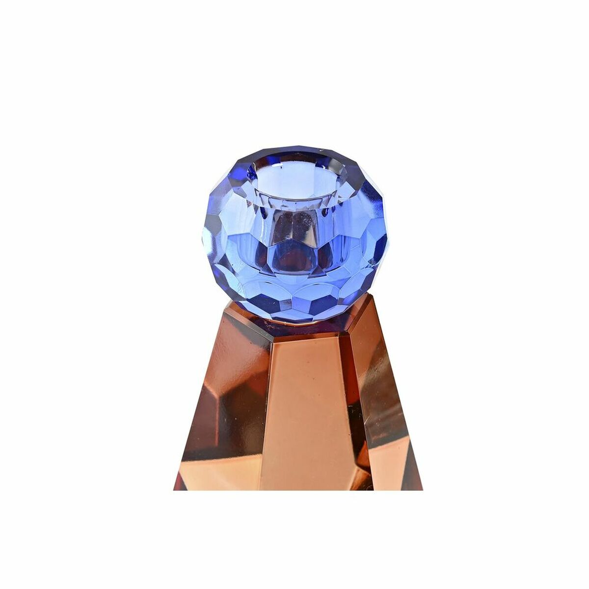 Ljusstakar DKD Home Decor Blå Ambra Dvobarvna Glas 7 x 7 x 12 cm - 3