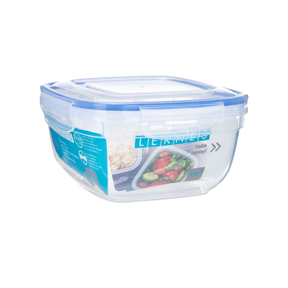 Hermetisk matlåda Fyrkantig Transparent polypropen 1,5 L 17 x 10 x 17 cm (12 antal) - 2