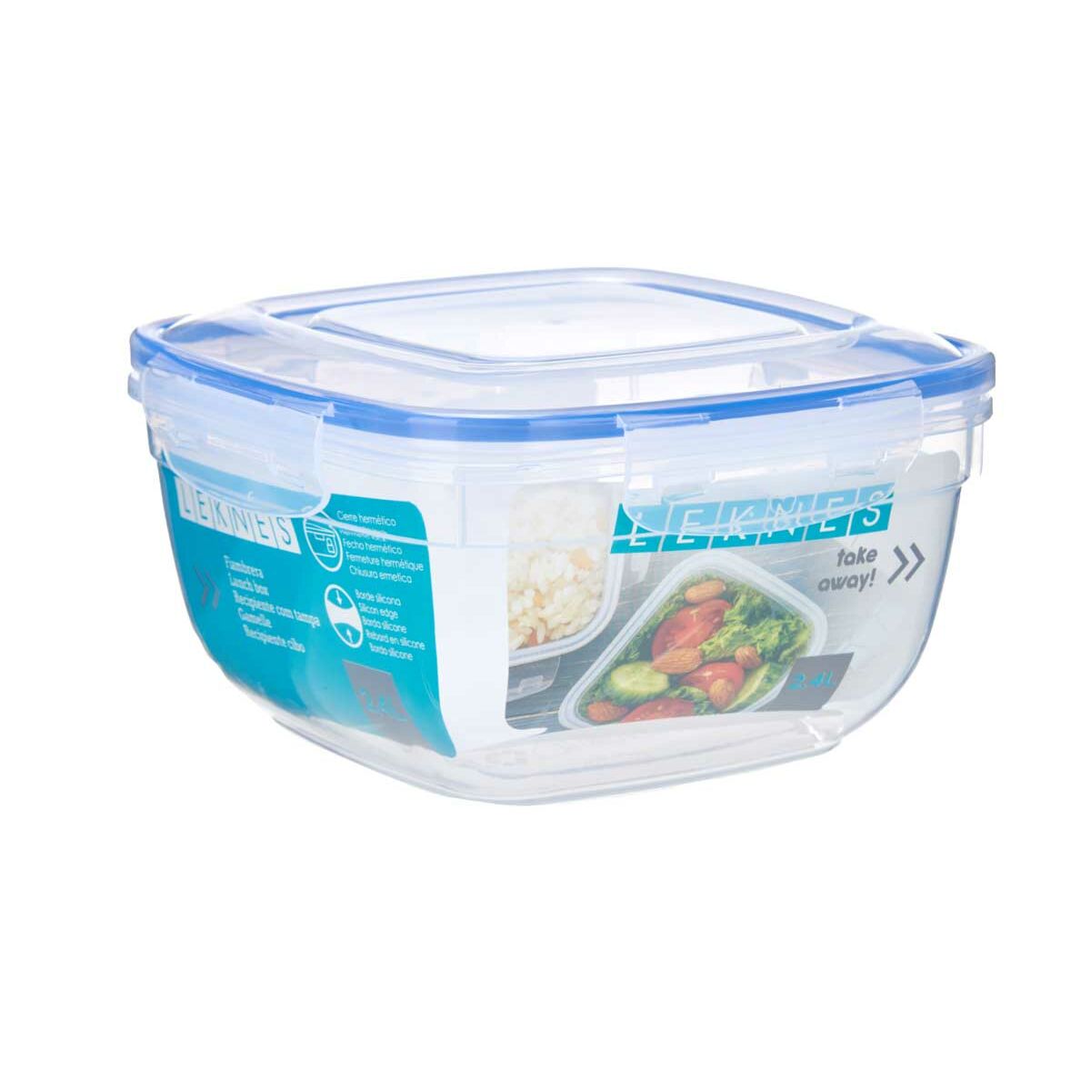 Hermetisk matlåda Fyrkantig Transparent Plast 2,4 L 20 x 11 x 20 cm (12 antal) - 2
