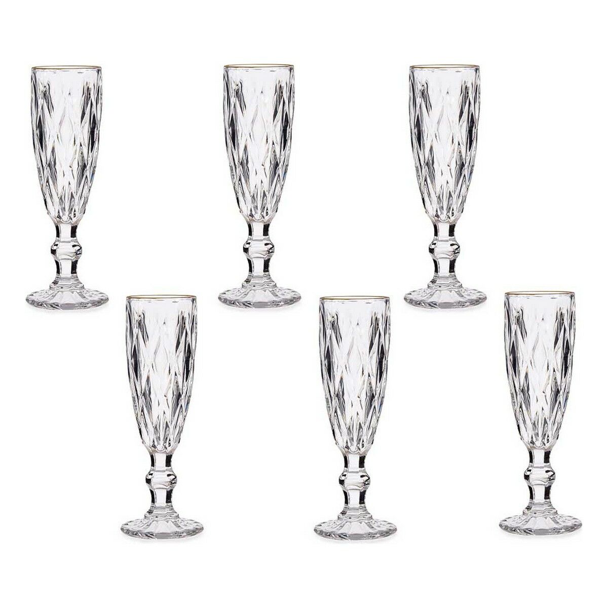 Champagneglas Diamant Gyllene Transparent Glas 170 ml (6 antal) - 2