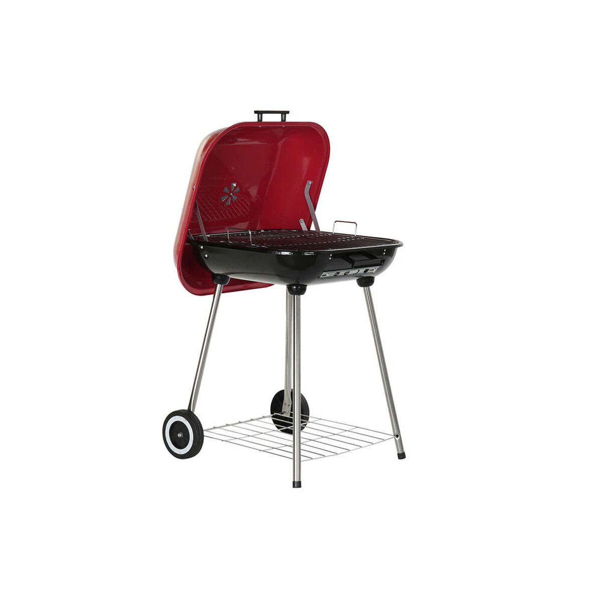 Kolgrill med lock och hjul DKD Home Decor Röd 60 x 57 x 80 cm Stål (60 x 57 x 80 cm) - 11