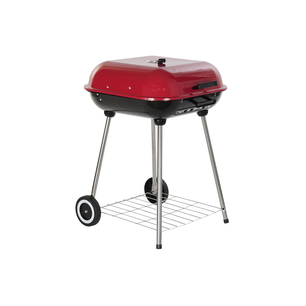 Kolgrill med lock och hjul DKD Home Decor Röd 60 x 57 x 80 cm Stål (60 x 57 x 80 cm) - 6