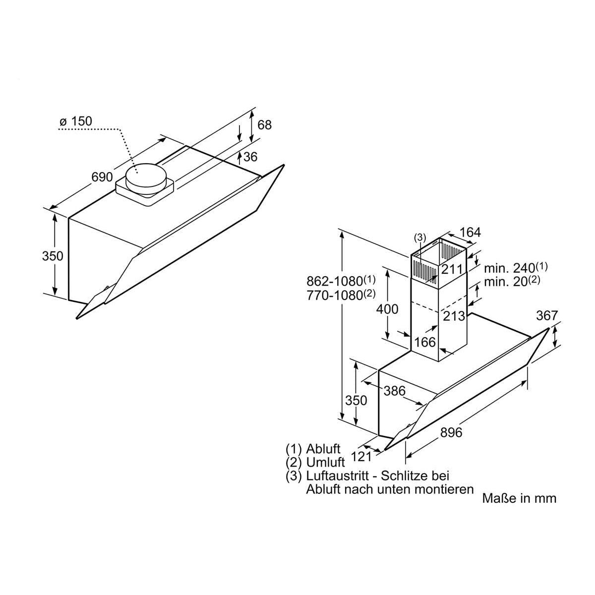 Konventionell fläkt BOSCH DWK095G60 Svart Svart/Grå - 2
