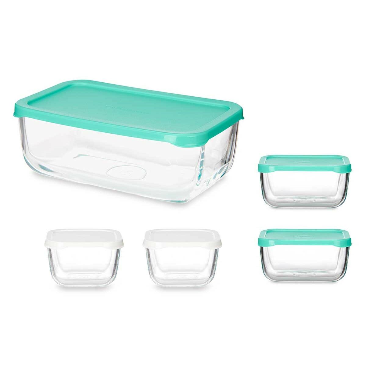 Lunchlådor, set Snow Box Rektangulär Vit Turkos (4 antal) - 2