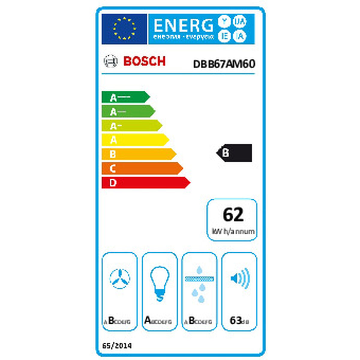 Konventionell fläkt BOSCH DBB67AM60 Svart - 2