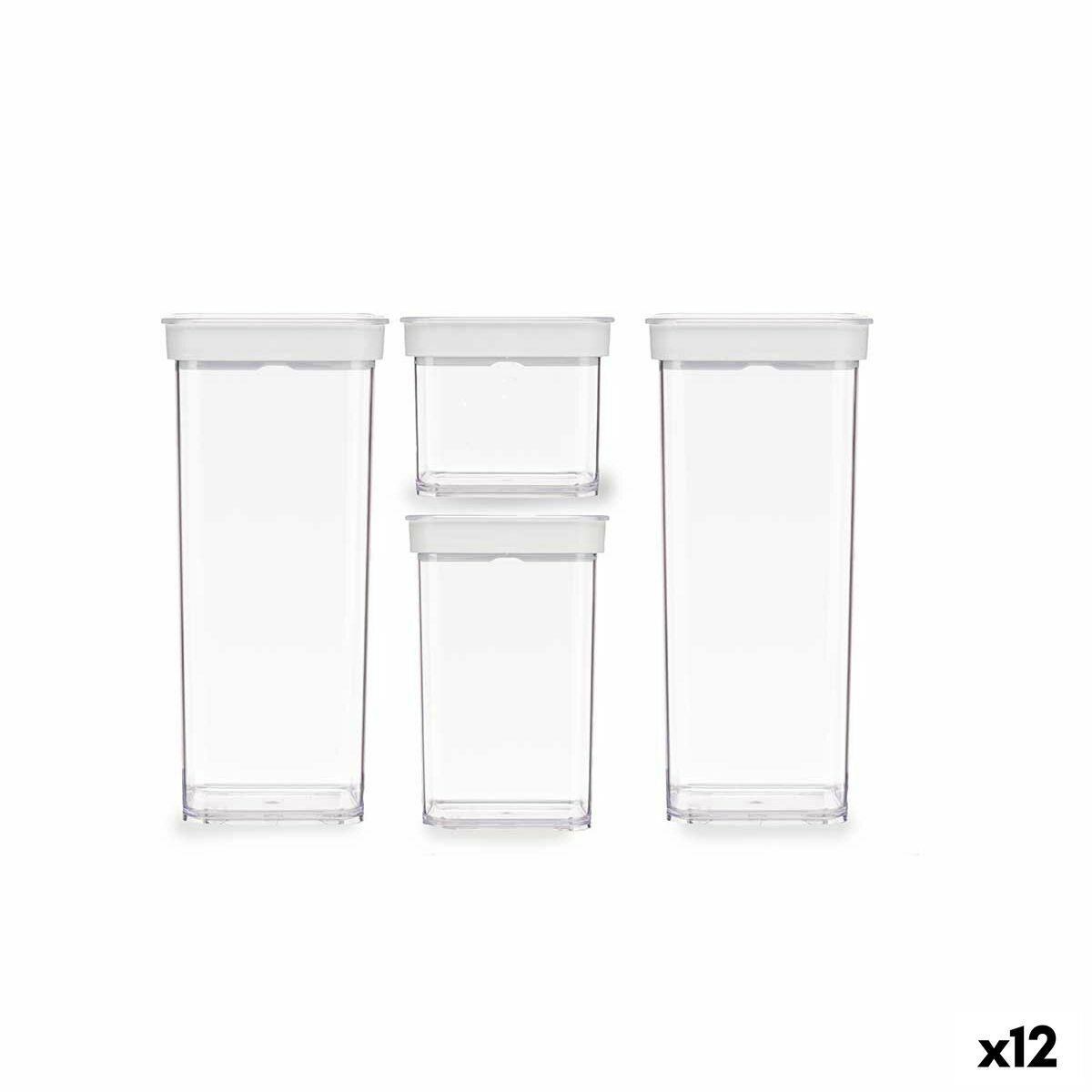 Set med stapelbara, hermetiskt förslutna, matlådor Transparent ABS (12 antal)