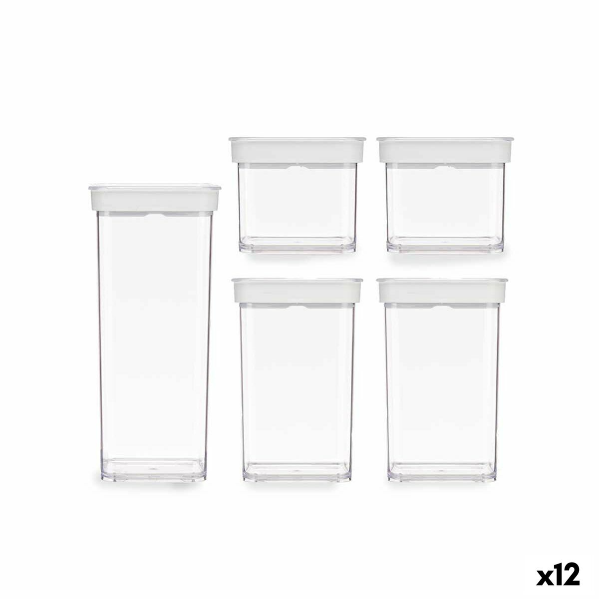 Set med stapelbara, hermetiskt förslutna, matlådor Transparent ABS (12 antal)