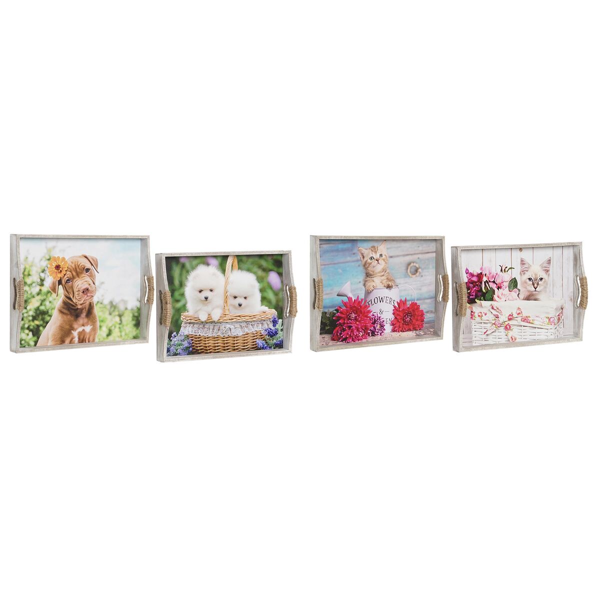 Uppsättning med Brickor DKD Home Decor Multicolour 40 x 30 x 6 cm Trä MDF (2 antal) - 2
