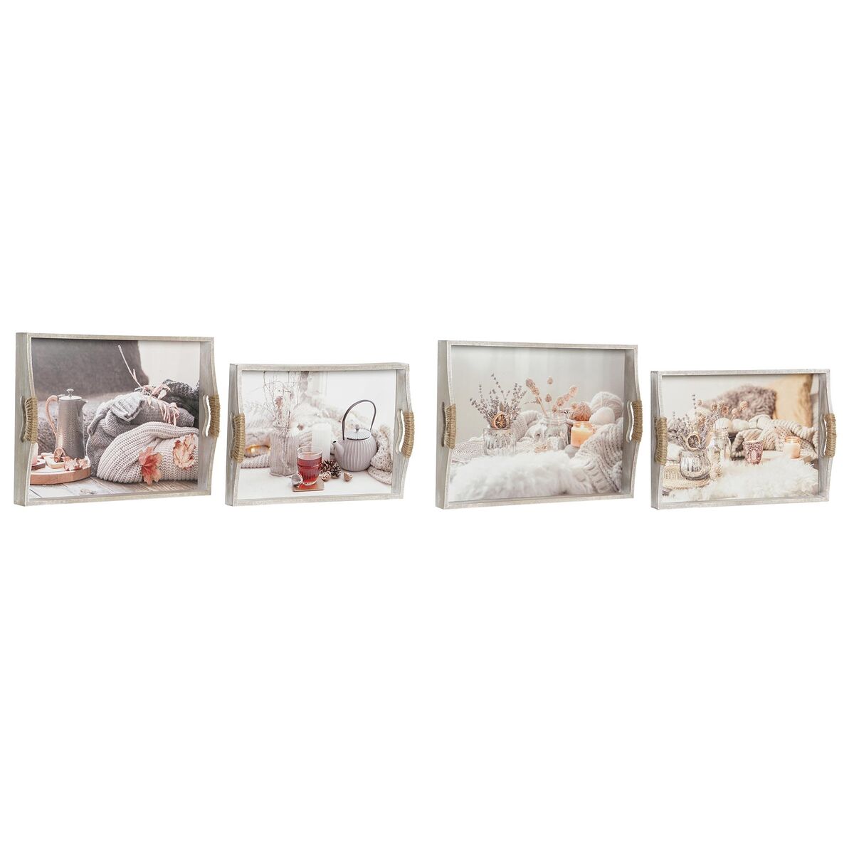 Uppsättning med Brickor DKD Home Decor Multicolour 40 x 30 x 6 cm Trä MDF (2 antal) - 5