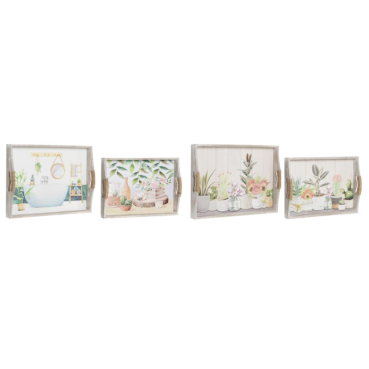 Uppsättning med Brickor DKD Home Decor 40 x 30 x 6 cm Trä MDF (2 antal) - 2