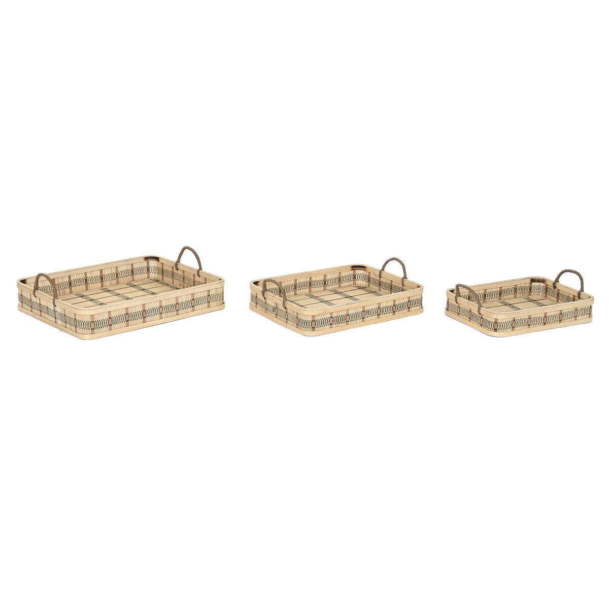 Uppsättning med Brickor DKD Home Decor Naturell Ljusbrun Urban (54 x 43 x 9 cm) (3 antal) - 3