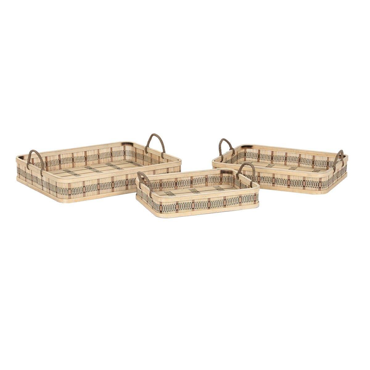 Uppsättning med Brickor DKD Home Decor Naturell Ljusbrun Urban (54 x 43 x 9 cm) (3 antal)