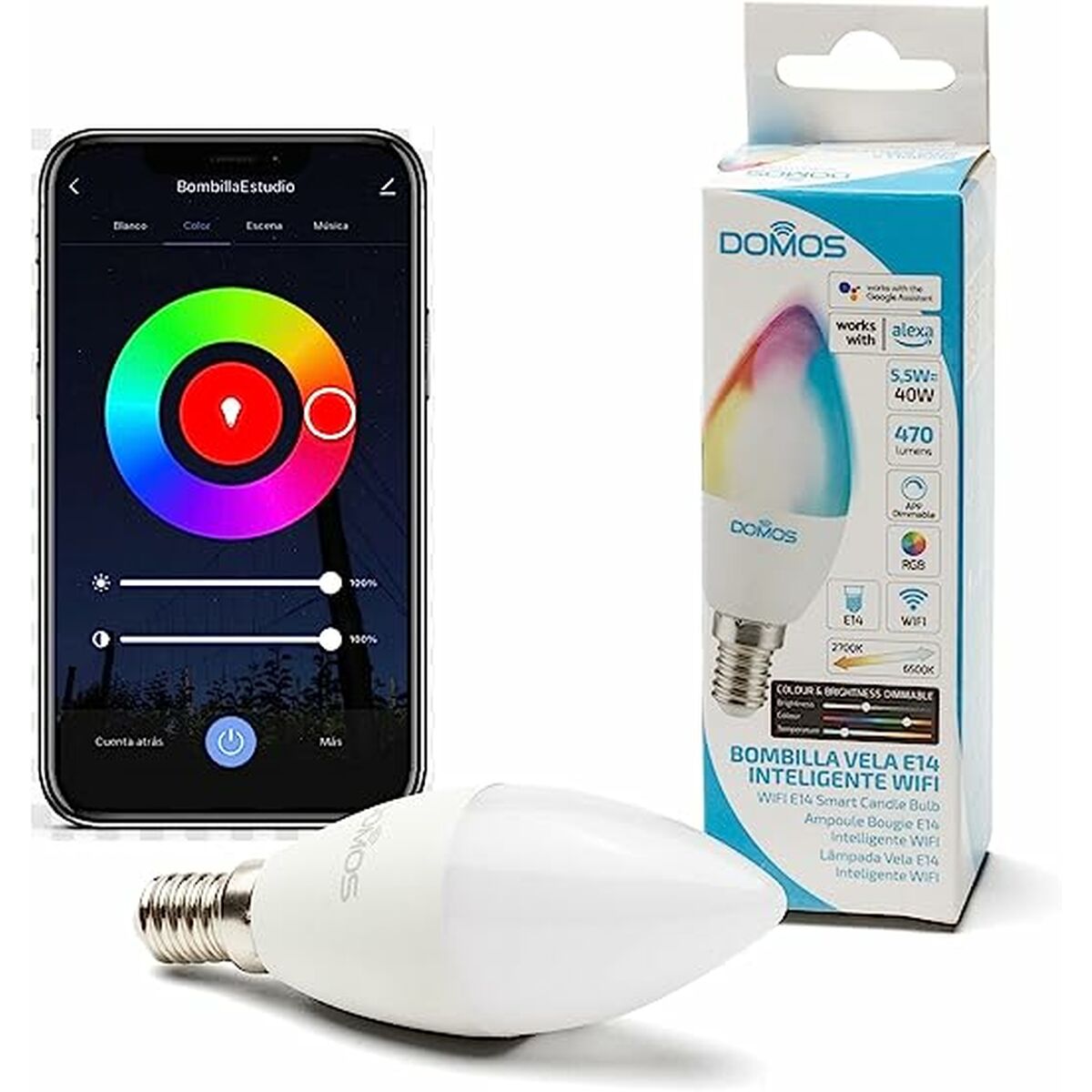 Smart-Lampa Domos DOML-C37-55R 5,5W E14