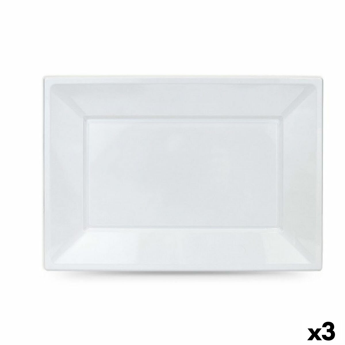 Set med återanvändbara tallrikar Algon Vit Plast 33 x 23 cm (3 antal)