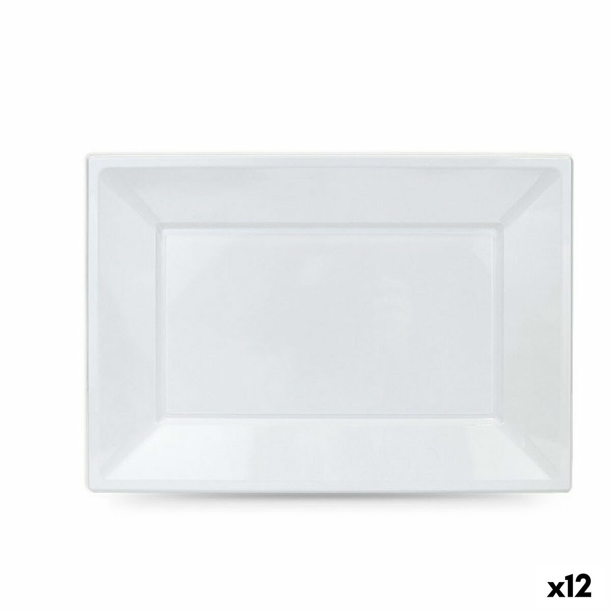 Set med återanvändbara tallrikar Algon Vit Plast 33 x 23 cm (12 antal)
