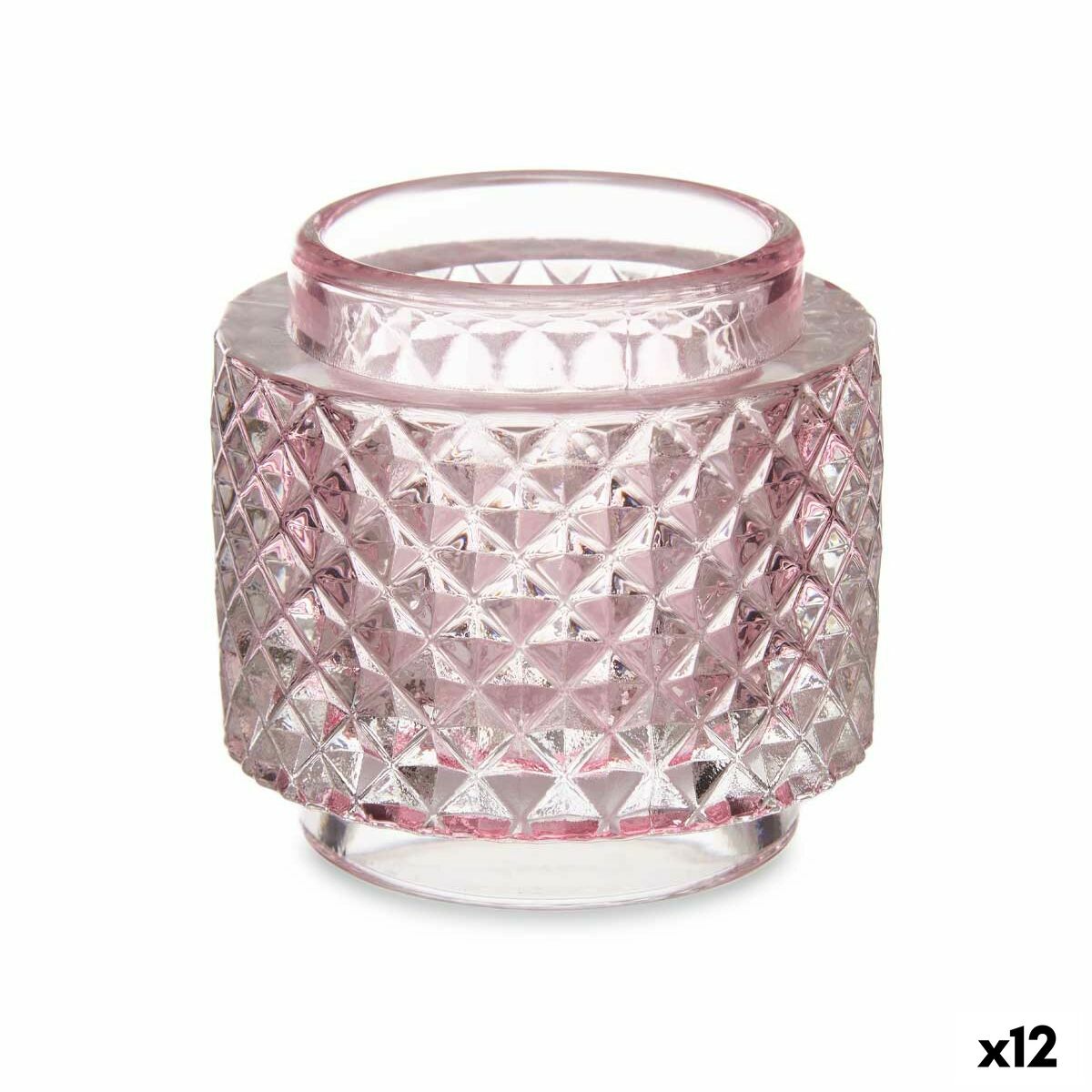 Ljusstakar Rosa Glas 7,5 x 7,5 x 7,5 cm (12 antal)