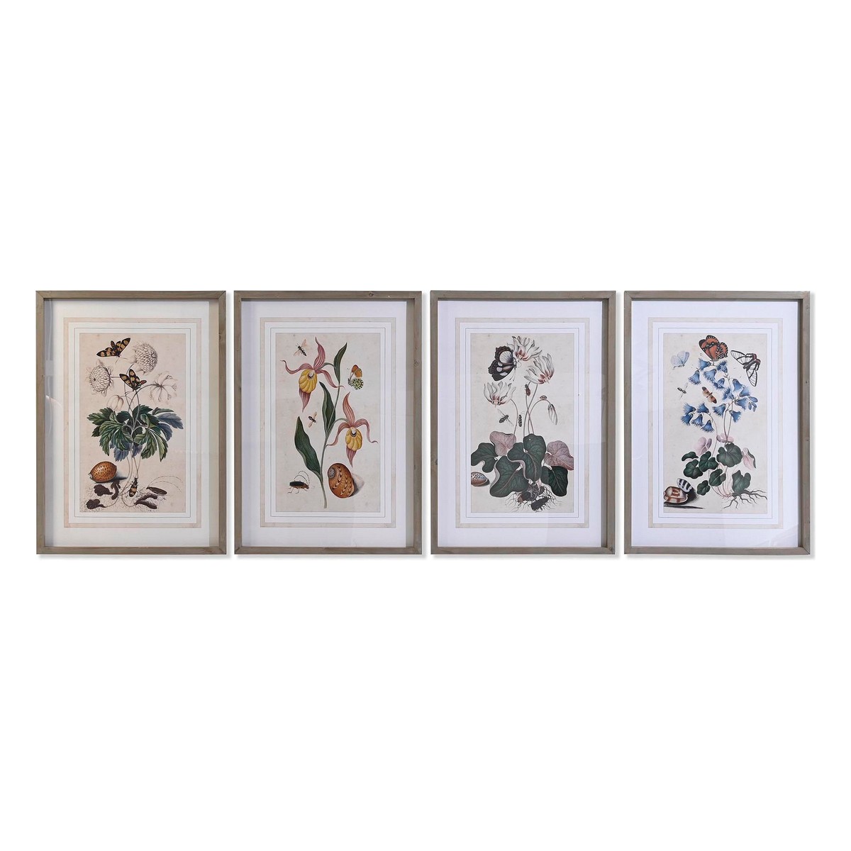 Tavla DKD Home Decor Gran Glas 50 x 65 x 2,5 cm 50 x 2,5 x 65 cm 50 x 2,5 x 70 cm Virágok (4 Delar)
