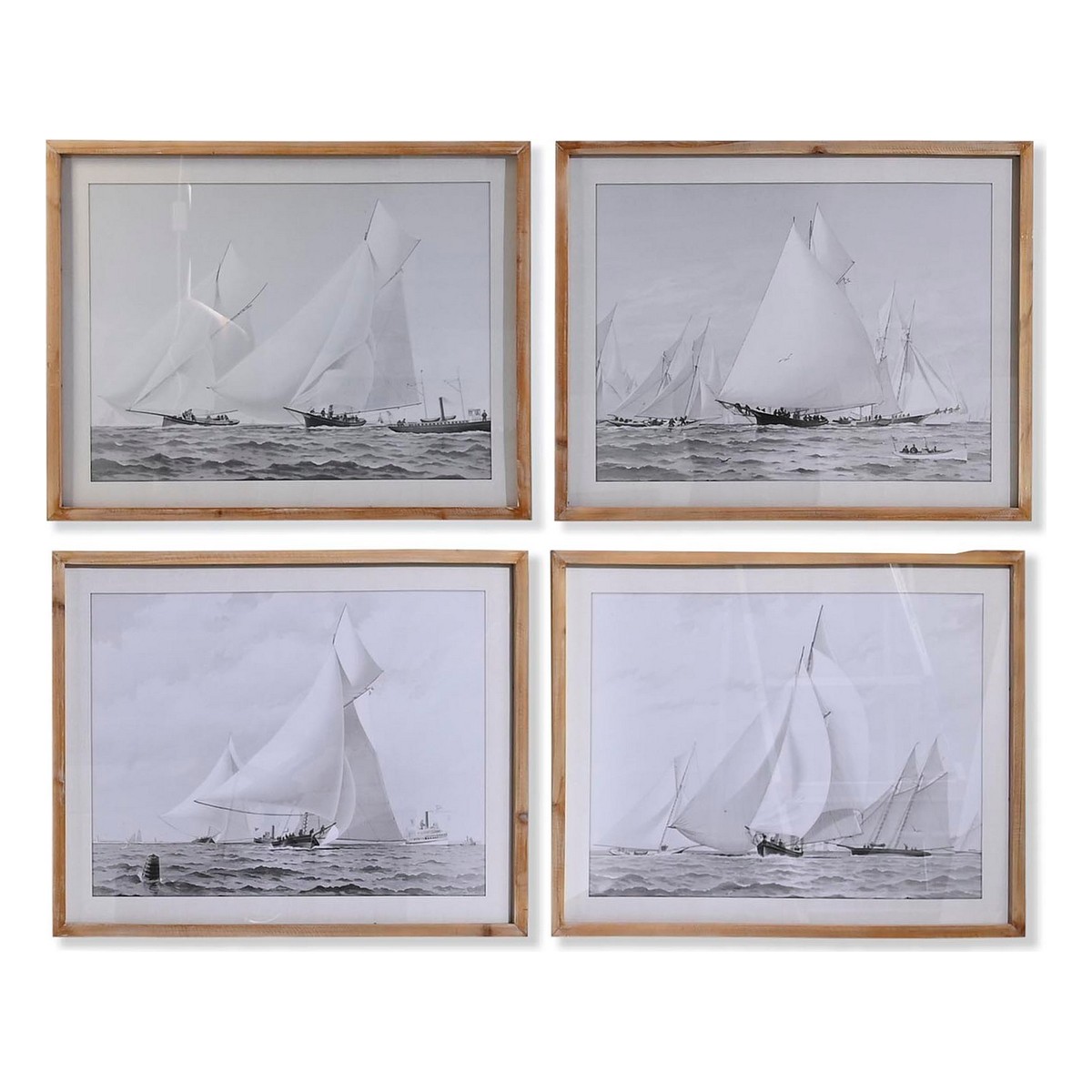 Tavla DKD Home Decor Gran Glas 70 x 55 x 2 cm 70 x 2 x 55 cm Barco (4 Delar)