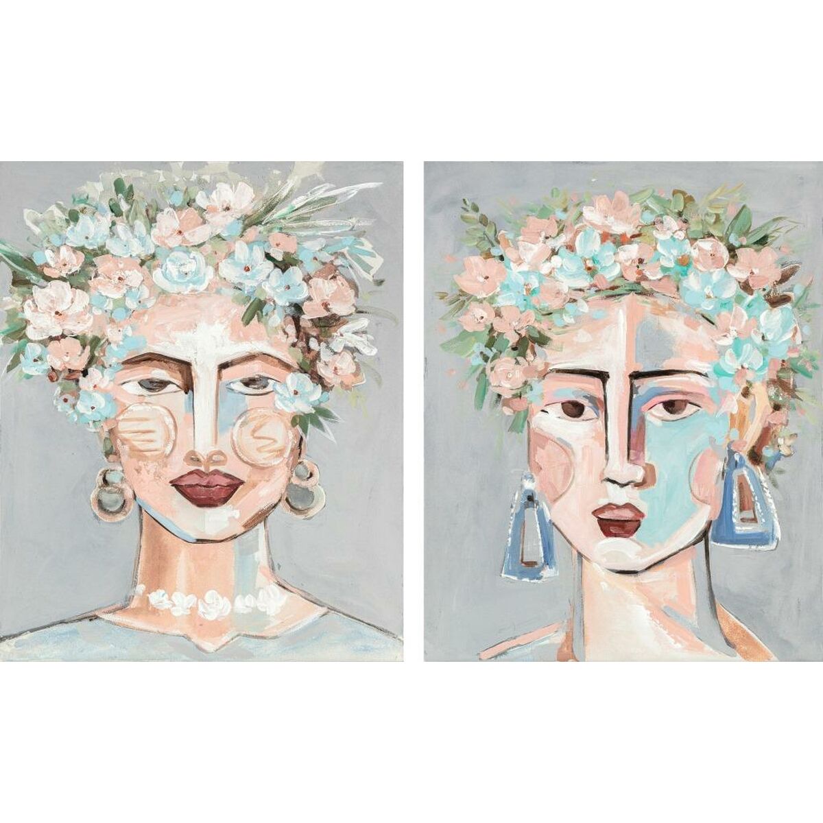 Kanvas DKD Home Decor Virágok Modern 80 x 3,7 x 100 cm (2 antal) - 4