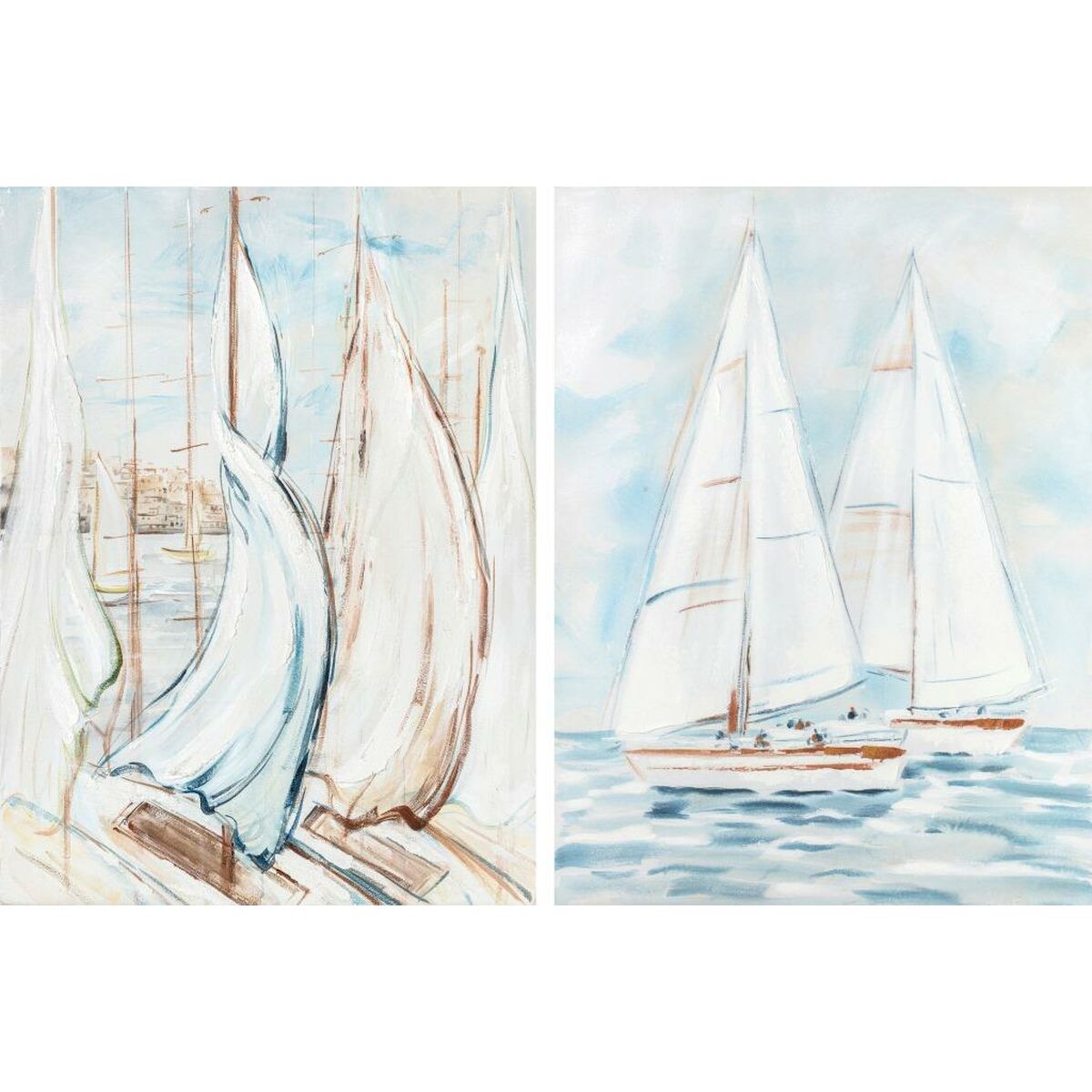 Kanvas DKD Home Decor 90 x 3,5 x 120 cm 90 x 3,7 x 120 cm Segelbåtar Medelhavs (2 antal) - 4