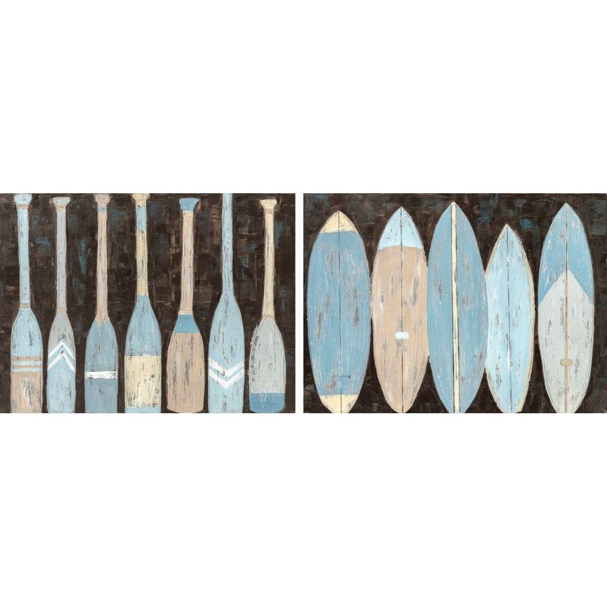 Tavla DKD Home Decor Havsblå 120 x 3,7 x 90 cm (2 antal)