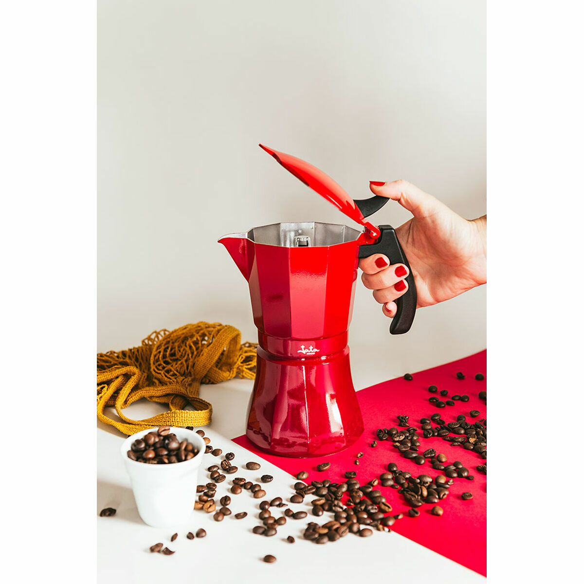 Italiensk Kaffepanna JATA HCAF2012      * Röd Aluminium (12 Csészék) - 2