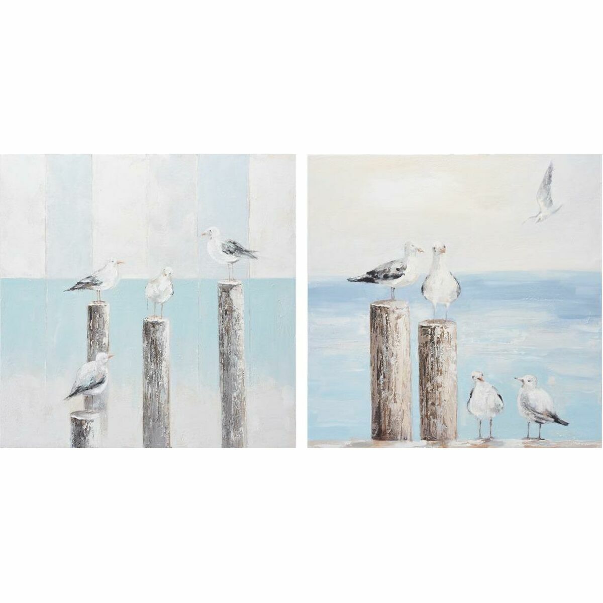Tavla DKD Home Decor Medelhavs Fiskmås 100 x 3,5 x 100 cm (2 antal) - 2