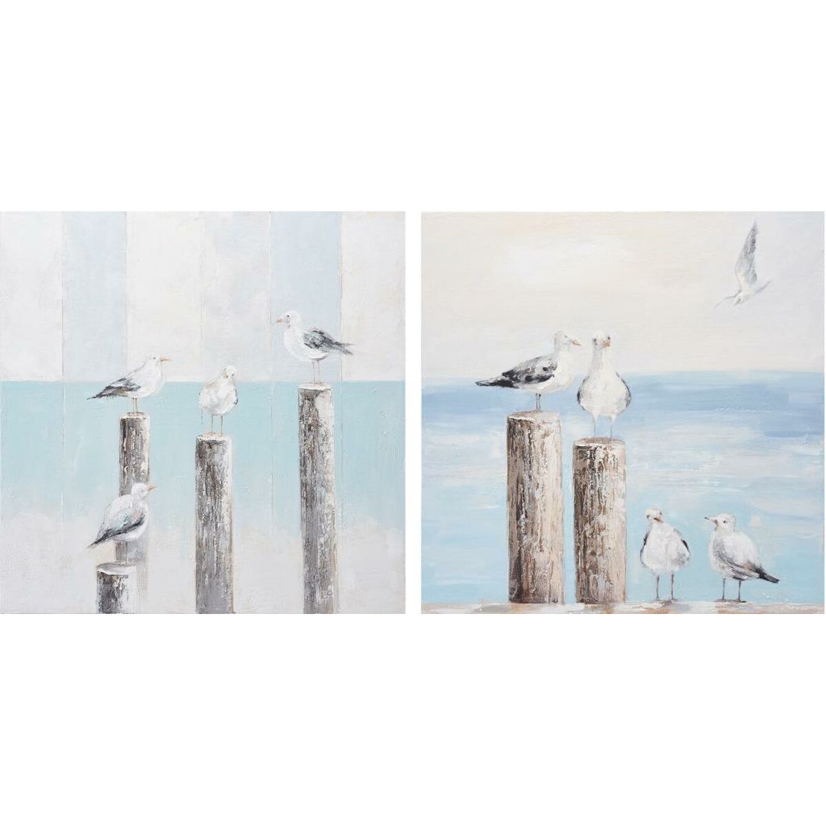 Tavla DKD Home Decor Medelhavs Fiskmås 100 x 3,5 x 100 cm (2 antal)