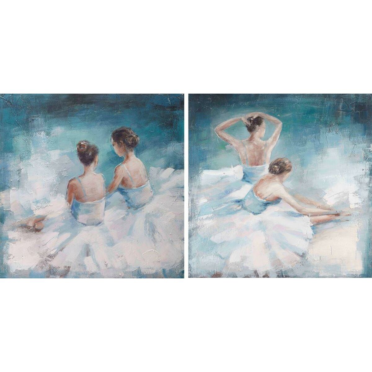 Tavla DKD Home Decor 100 x 3,5 x 100 cm Balettdansare Romantisk (2 antal)