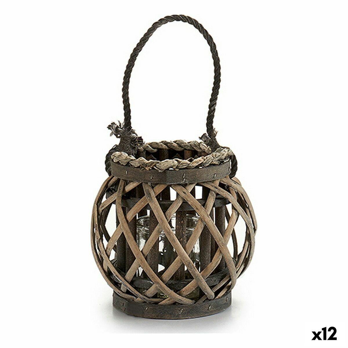 Ljusstakar 21 x 19 x 17 cm Grå Glas vide (12 antal)