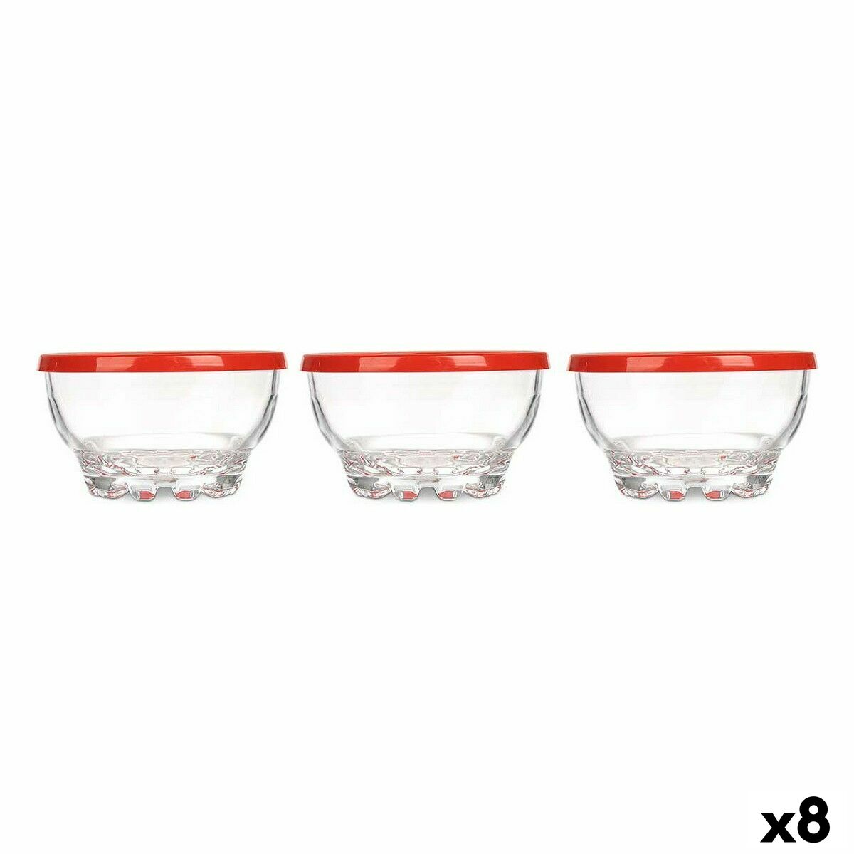 Skålset Karaman Röd Transparent Glas Polyetylen Ø 10,5 cm 275 ml (8 antal)
