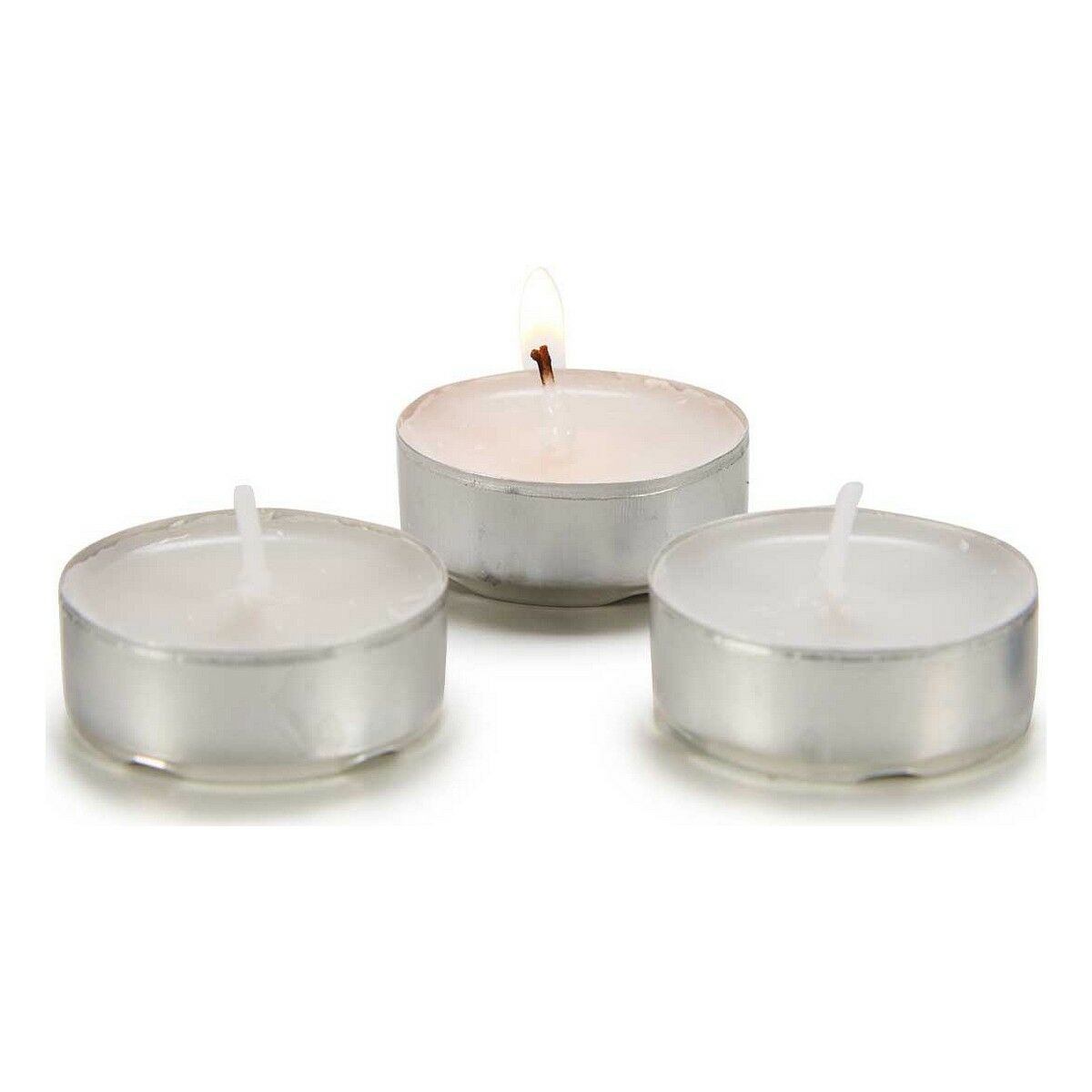 Set med levande ljus Silvrig Vit (10 antal) - 2