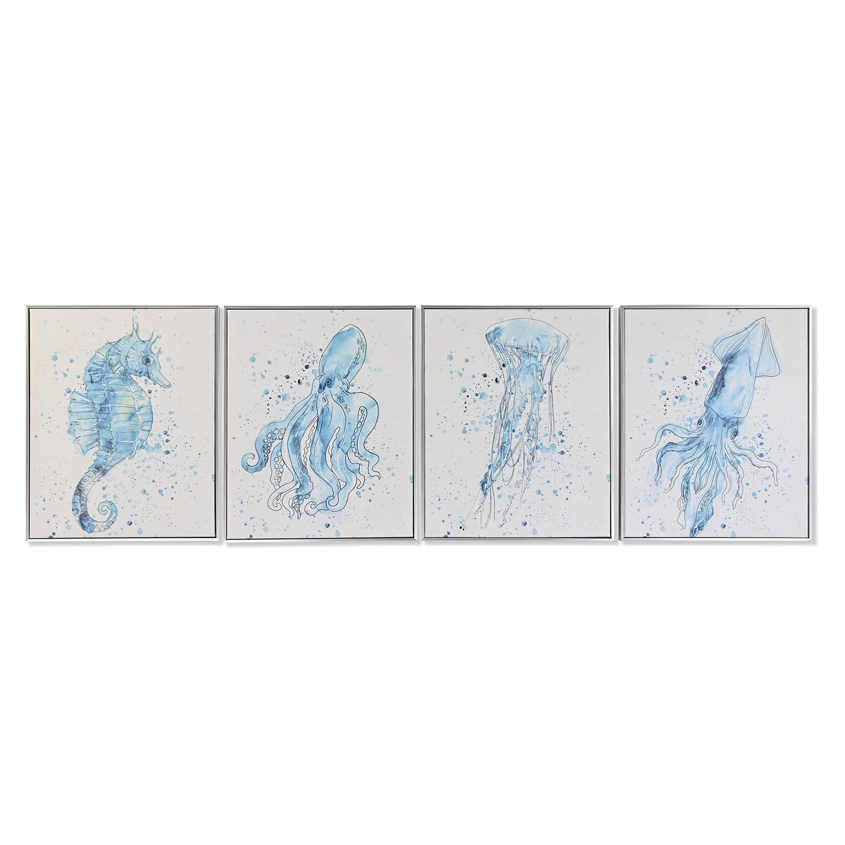 Tavla DKD Home Decor Medelhavs Havsblå 40 x 2,5 x 50 cm (4 antal)